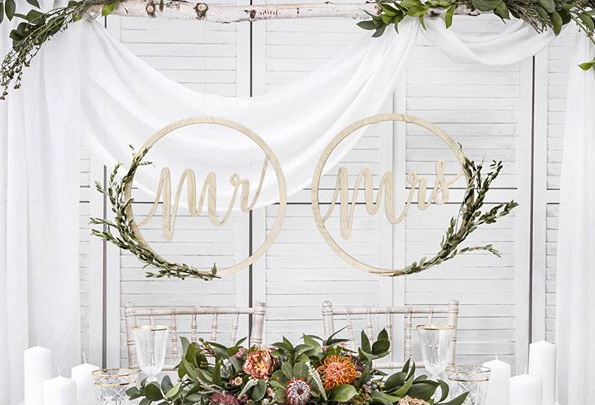 Holzdekoration Ringe Hochzeit