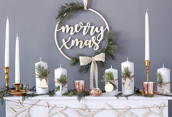 Weihnachtsdeko Holzring Merry XMas