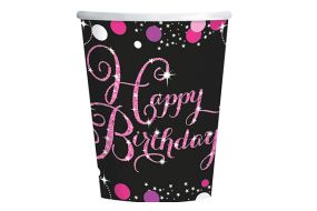 happy birthday pink becher 