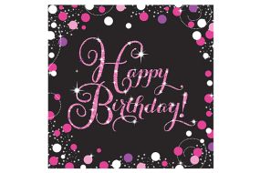 happy birthday pink servietten 