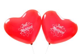 Herzballons Just Married rot