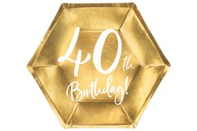 teller 40 jahre sechseck 