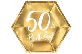 teller 50 jahre sechseck 