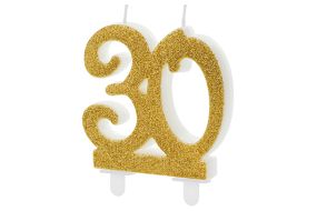 zahlenkerze 30 gold 1 