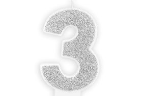 zahlenkerze 3 silber 1