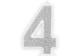 zahlenkerze 4 silber 1