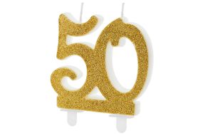 zahlenkerze 50 gold 1 