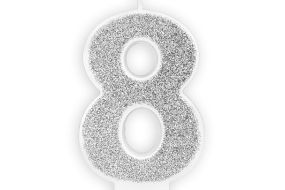 zahlenkerze 8 silber 1