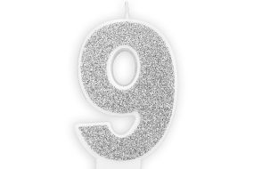 zahlenkerze 9 silber 1