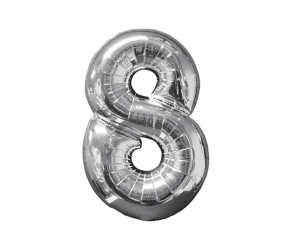 Zahlenballon 8 silber