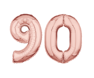 geschenkballon zahl 90 rose 1