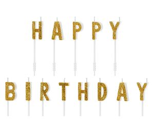 happy birthday kerzen gold 1 