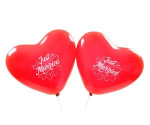 Herzballons Just Married rot