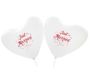 Herzballons Just Married weiss
