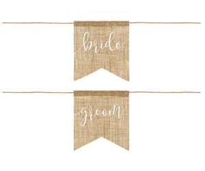 Stuhlbeschriftung Groom & Bride Jute