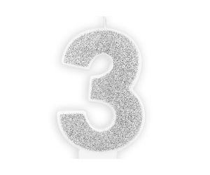 zahlenkerze 3 silber 1 