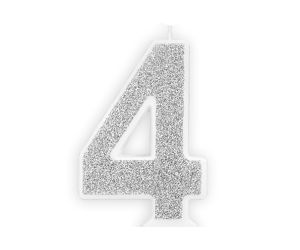 zahlenkerze 4 silber 1 