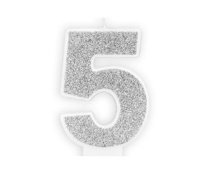 zahlenkerze 5 silber 1 