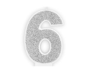 zahlenkerze 6 silber 1 