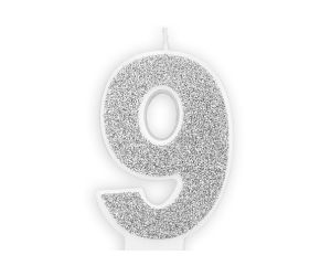 zahlenkerze 9 silber 1 
