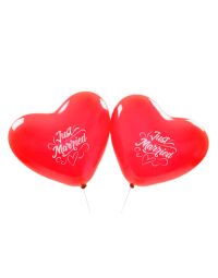 Herzballons Just Married rot