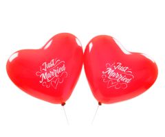 Herzballons Just Married rot