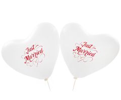 Herzballons Just Married weiss