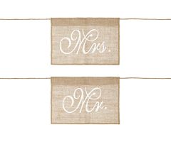 Stuhlbeschriftung Mr & Mrs Jute